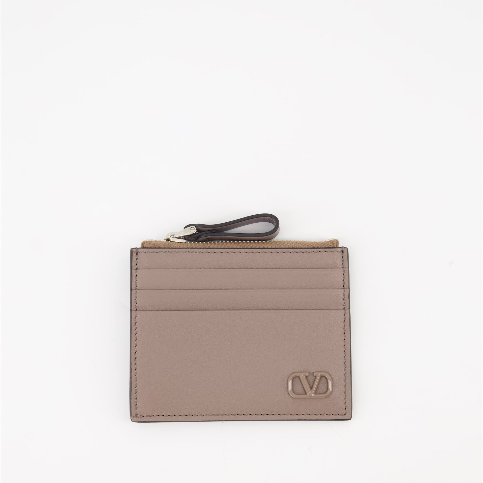 Valentino Garavani, VLogo wallet, luxury leather wallet, elegant accessory, beige wallet