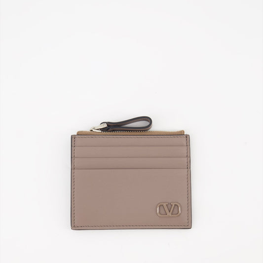 Valentino Garavani, VLogo wallet, luxury leather wallet, elegant accessory, beige wallet