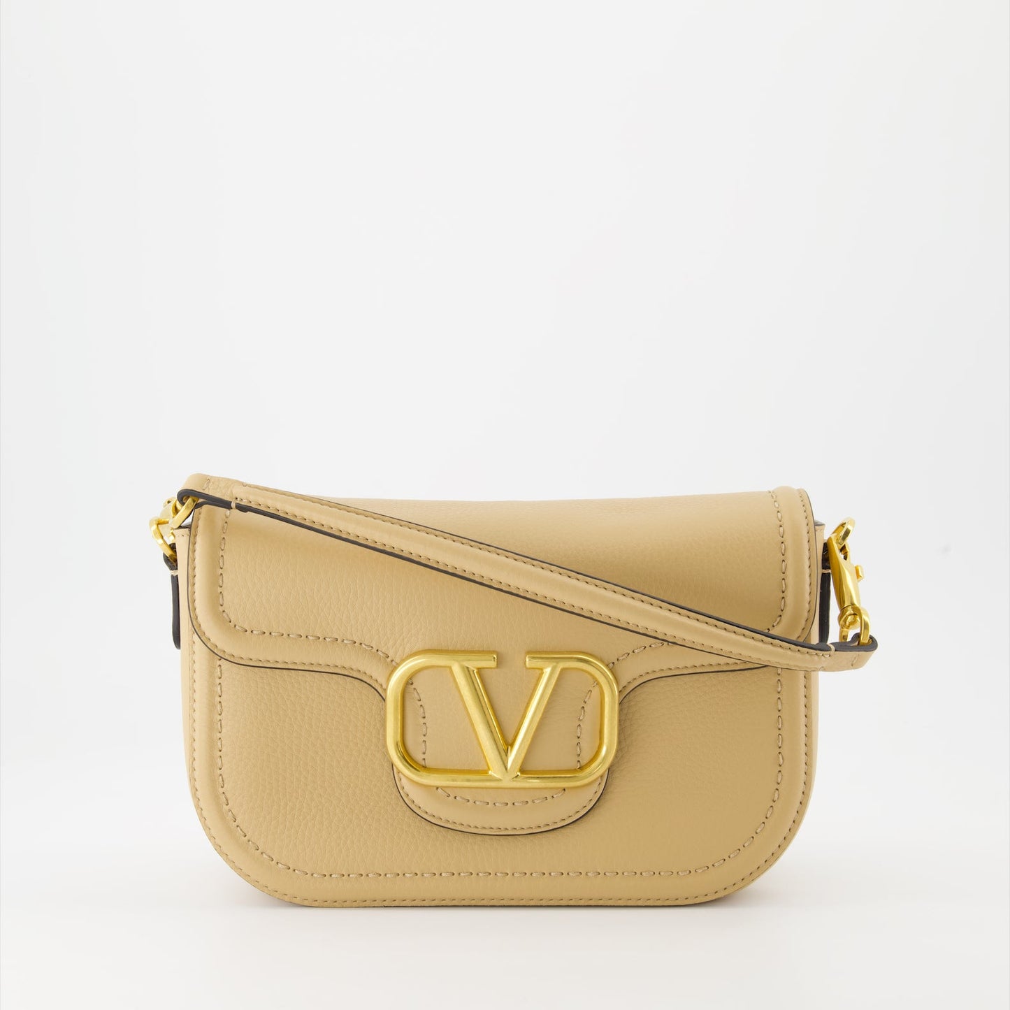 Valentino Garavani, luxury bag, beige calf leather, elegant accessory, high-end fashion