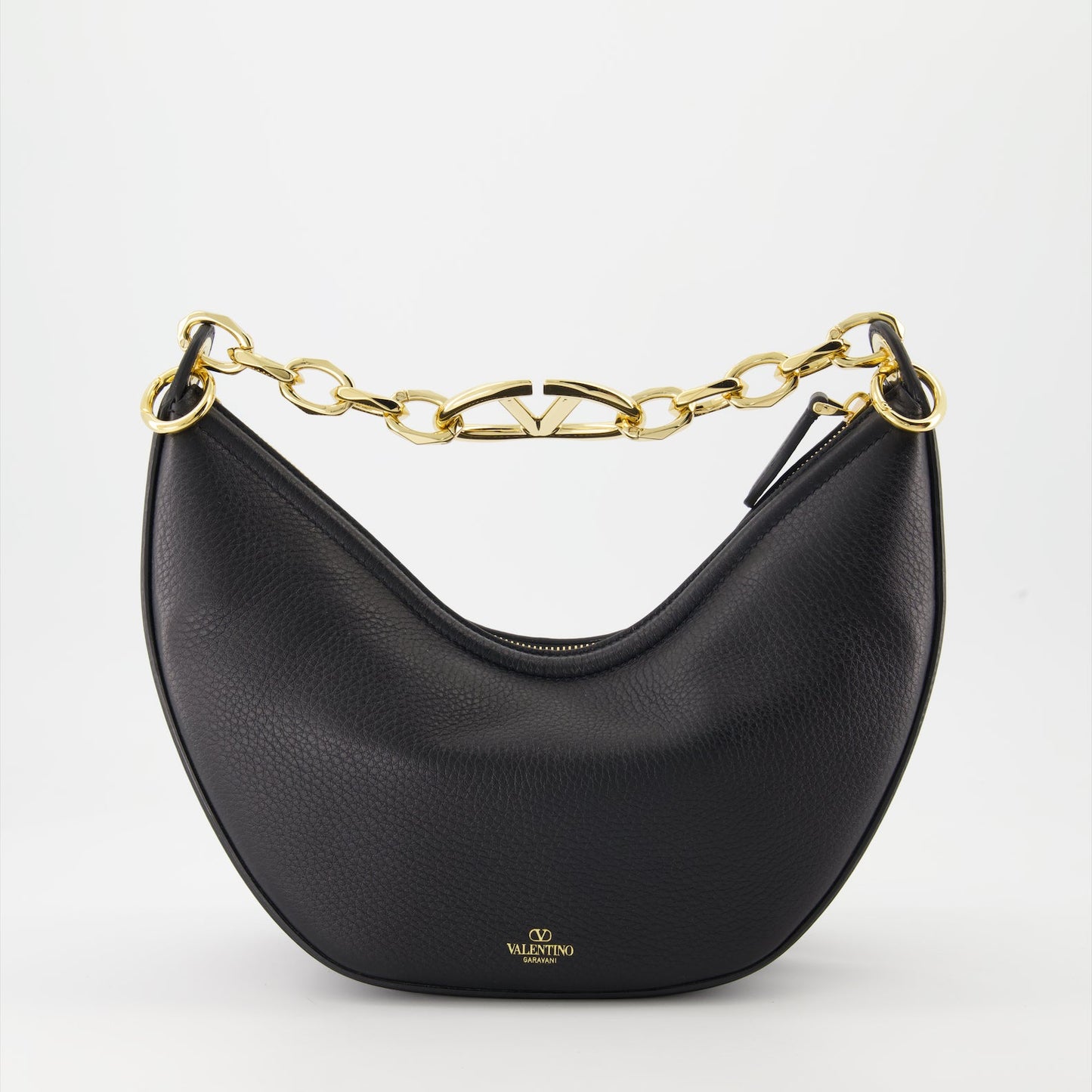 Valentino Garavani, VLogo Moon Bag, black leather bag, luxury accessories, designer handbags