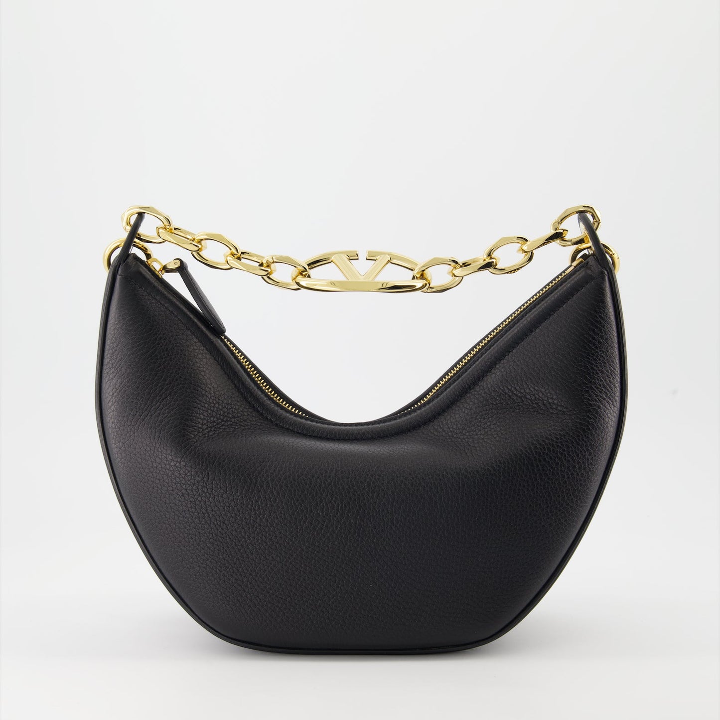 Valentino Garavani, VLogo Moon Bag, black leather bag, luxury accessories, designer handbags