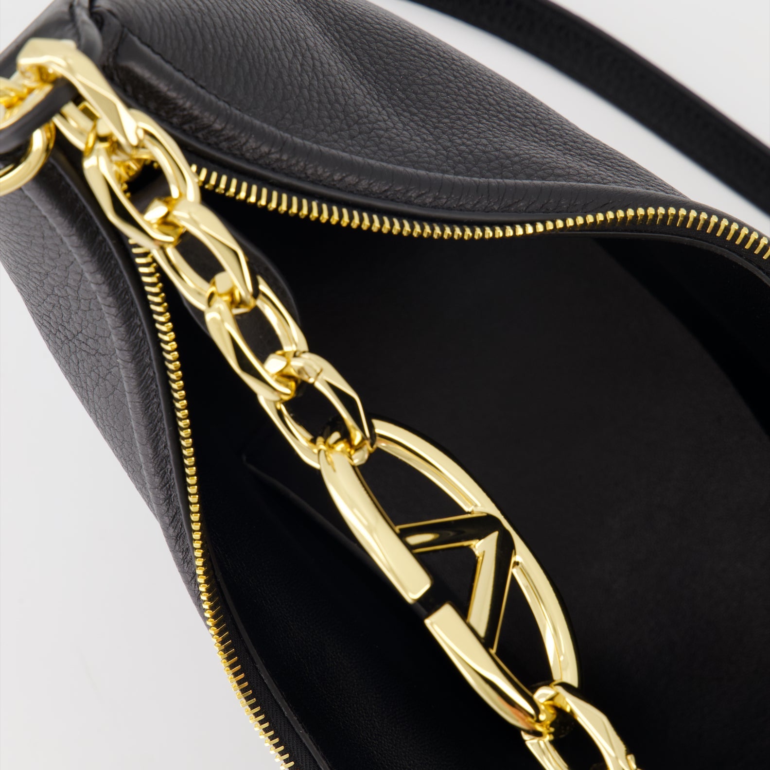 Valentino Garavani, VLogo Moon Bag, black leather bag, luxury accessories, designer handbags