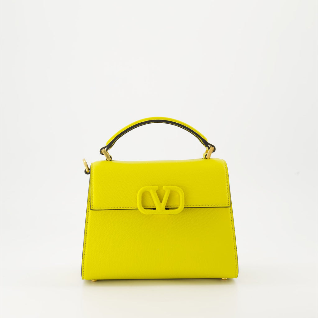 Valentino Garavani, yellow leather handbag, luxury handbag, VSLing, designer handbag