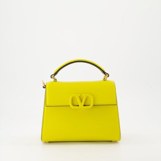 Valentino Garavani, yellow leather handbag, luxury handbag, VSLing, designer handbag