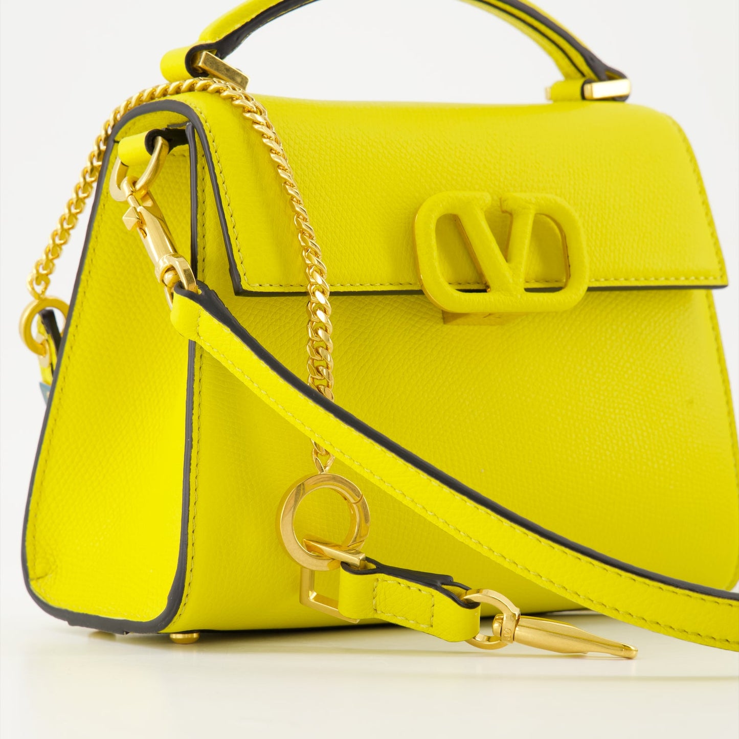 Valentino Garavani, yellow leather handbag, luxury handbag, VSLing, designer handbag