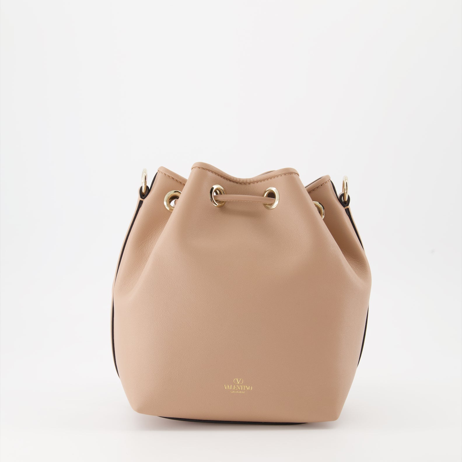 Locò Bucket Bag, Valentino Garavani, beige pink leather, luxury bag, stylish accessory