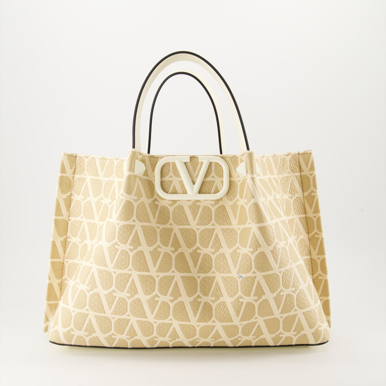 Valentino Garavani, beige canvas tote bag, luxury tote bag, designer handbags, Italian craftsmanship