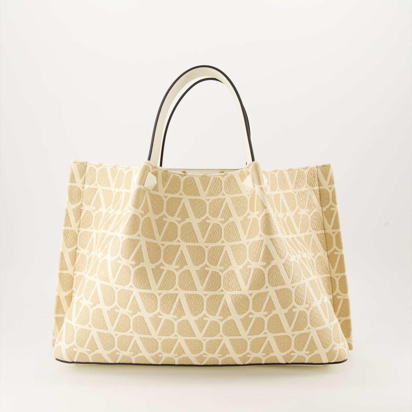 Valentino Garavani, beige canvas tote bag, luxury tote bag, designer handbags, Italian craftsmanship