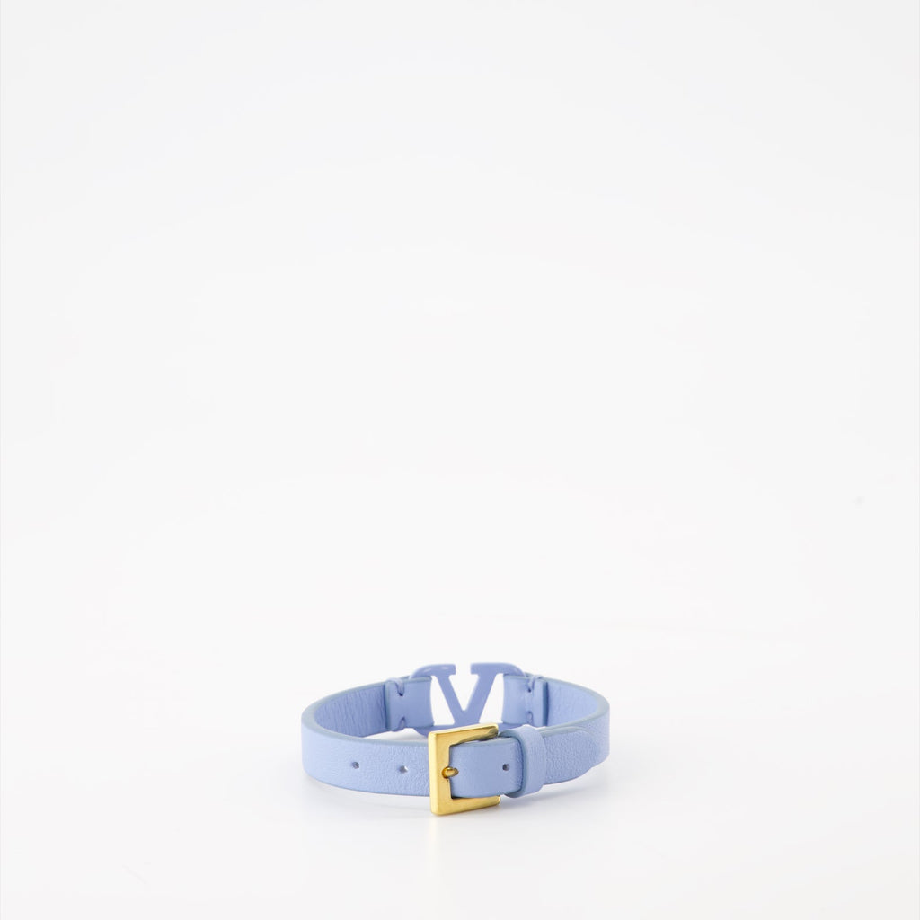 Valentino Garavani, luxury accessories, blue leather bracelet, VLogo bracelet, designer jewelry