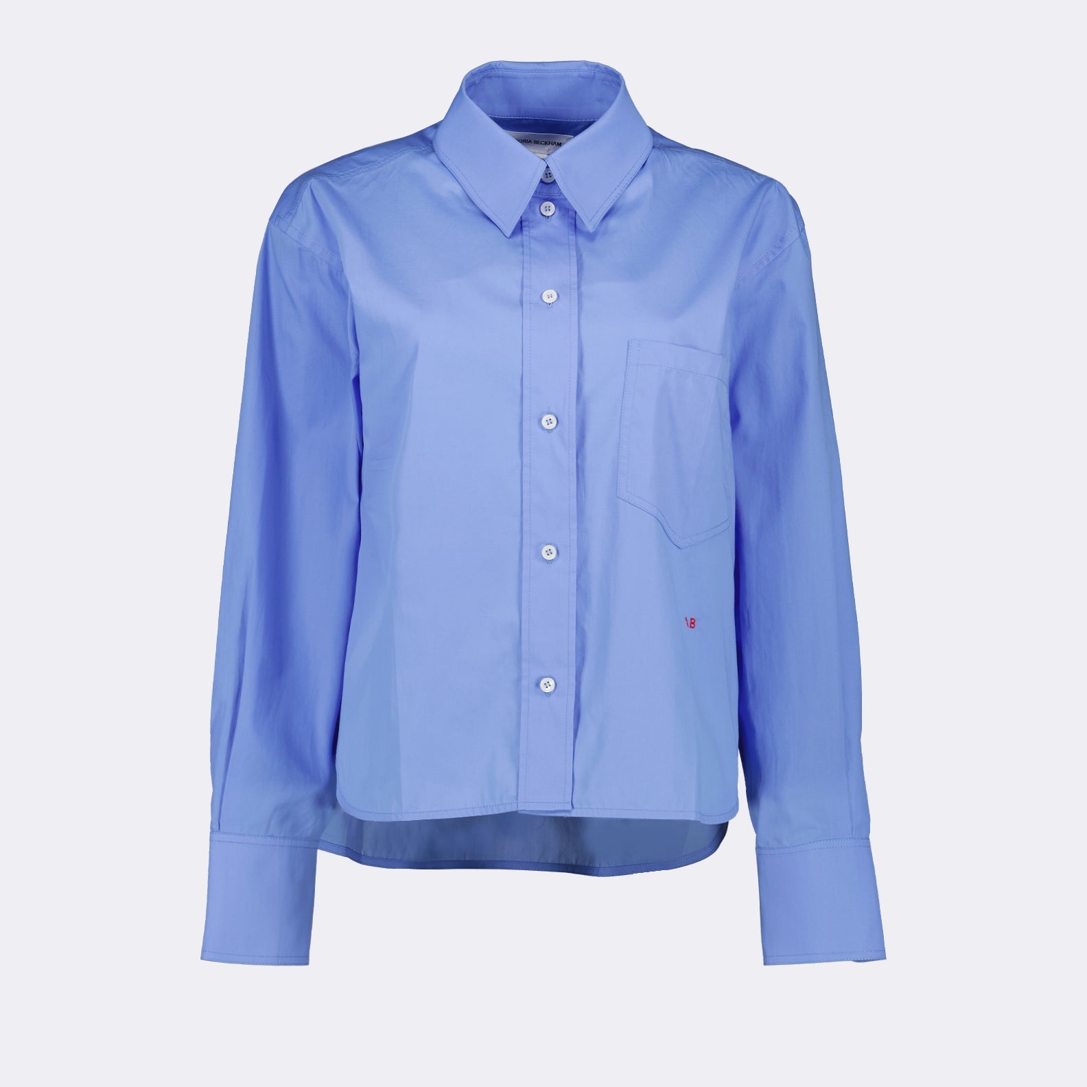 Victoria Beckham, Blue Cotton Crop Shirt, Luxury Fashion, Modern Elegance, High-Quality Cotton