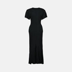 black midi dress, Victoria Beckham dress, luxury women's fashion, elegant black dress, high-end designer dress