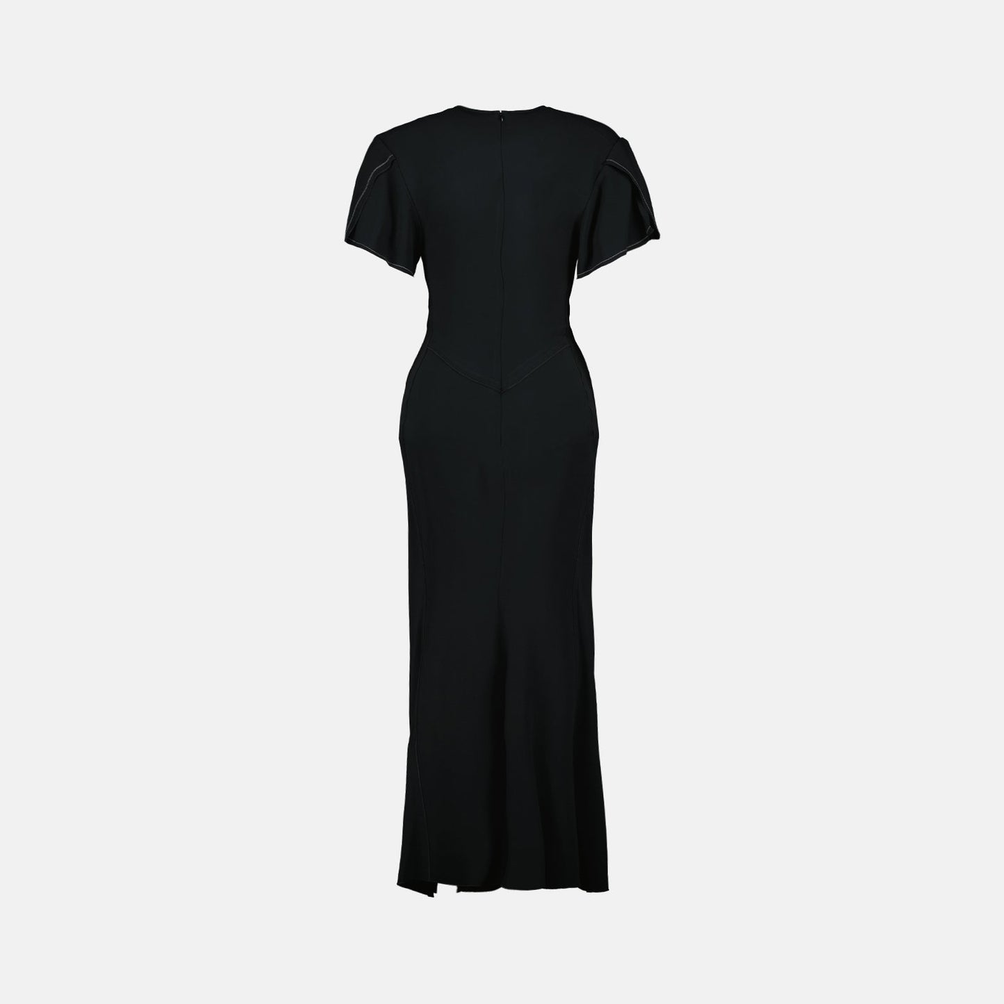 black midi dress, Victoria Beckham dress, luxury women's fashion, elegant black dress, high-end designer dress