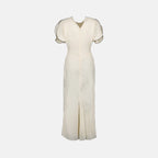 Victoria Beckham, ruched midi dress, white dress, luxury fashion, sophisticated style