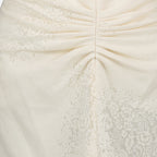 Victoria Beckham, ruched midi dress, white dress, luxury fashion, sophisticated style