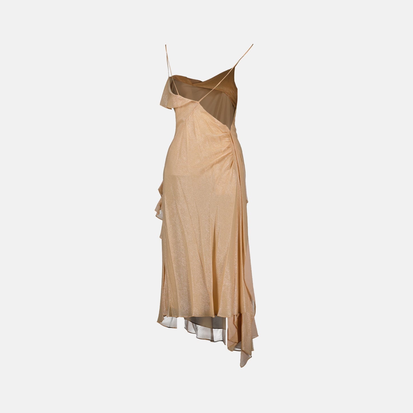 rose gold dress, lurex slip dress, Victoria Beckham dress, luxury evening wear, high-end fashion