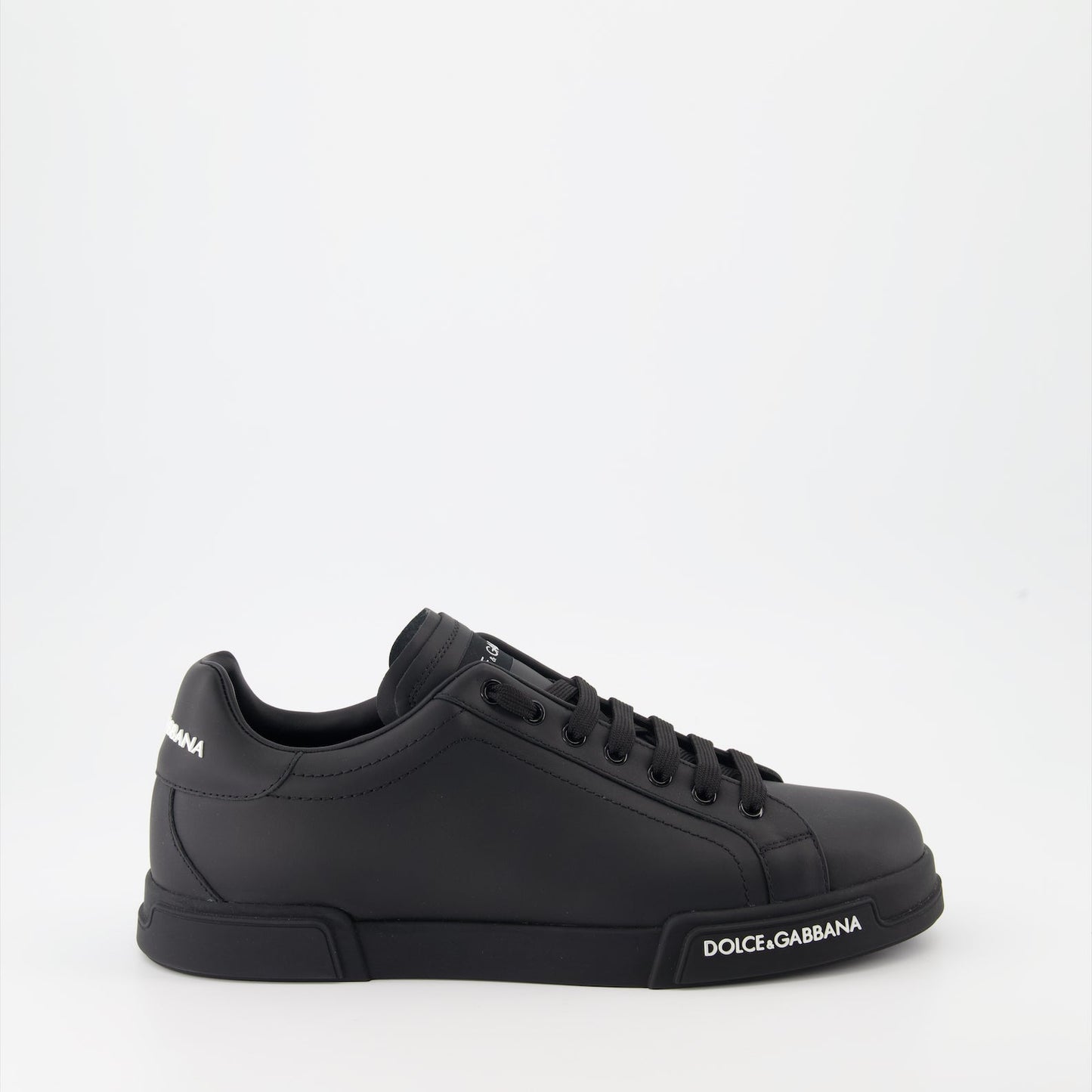 luxury sneakers, black leather sneakers, Dolce & Gabbana sneakers, designer footwear, Portofino sneakers