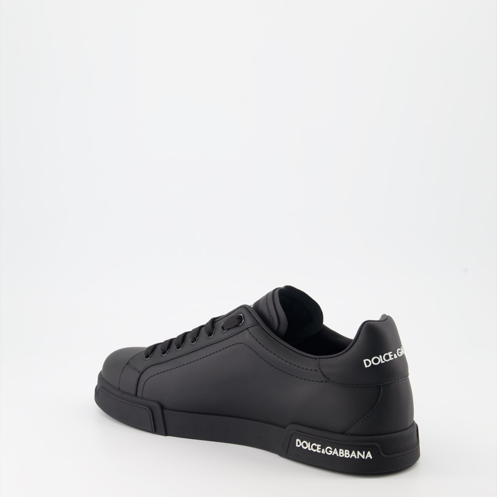 luxury sneakers, black leather sneakers, Dolce & Gabbana sneakers, designer footwear, Portofino sneakers