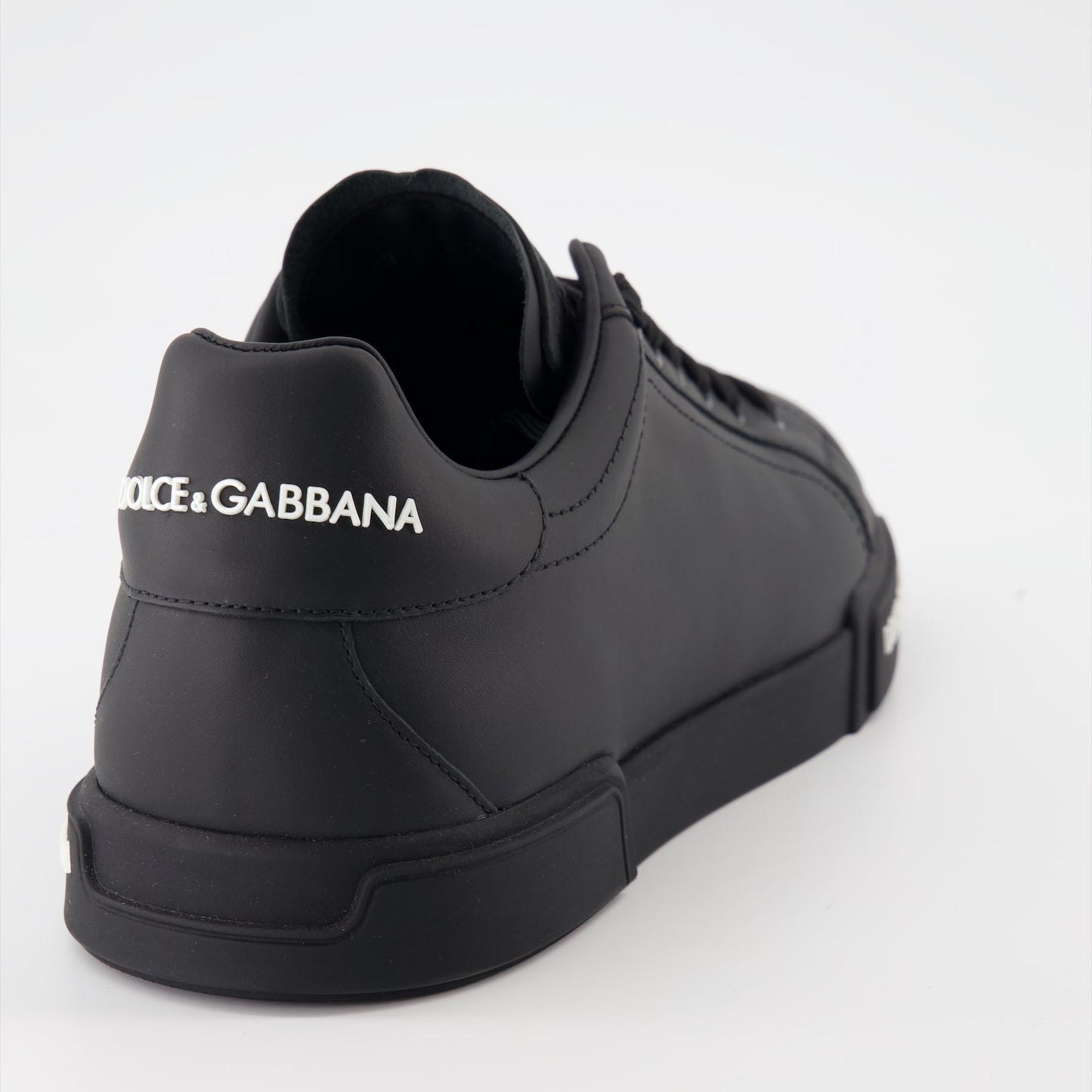 luxury sneakers, black leather sneakers, Dolce & Gabbana sneakers, designer footwear, Portofino sneakers