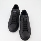 luxury sneakers, black leather sneakers, Dolce & Gabbana sneakers, designer footwear, Portofino sneakers