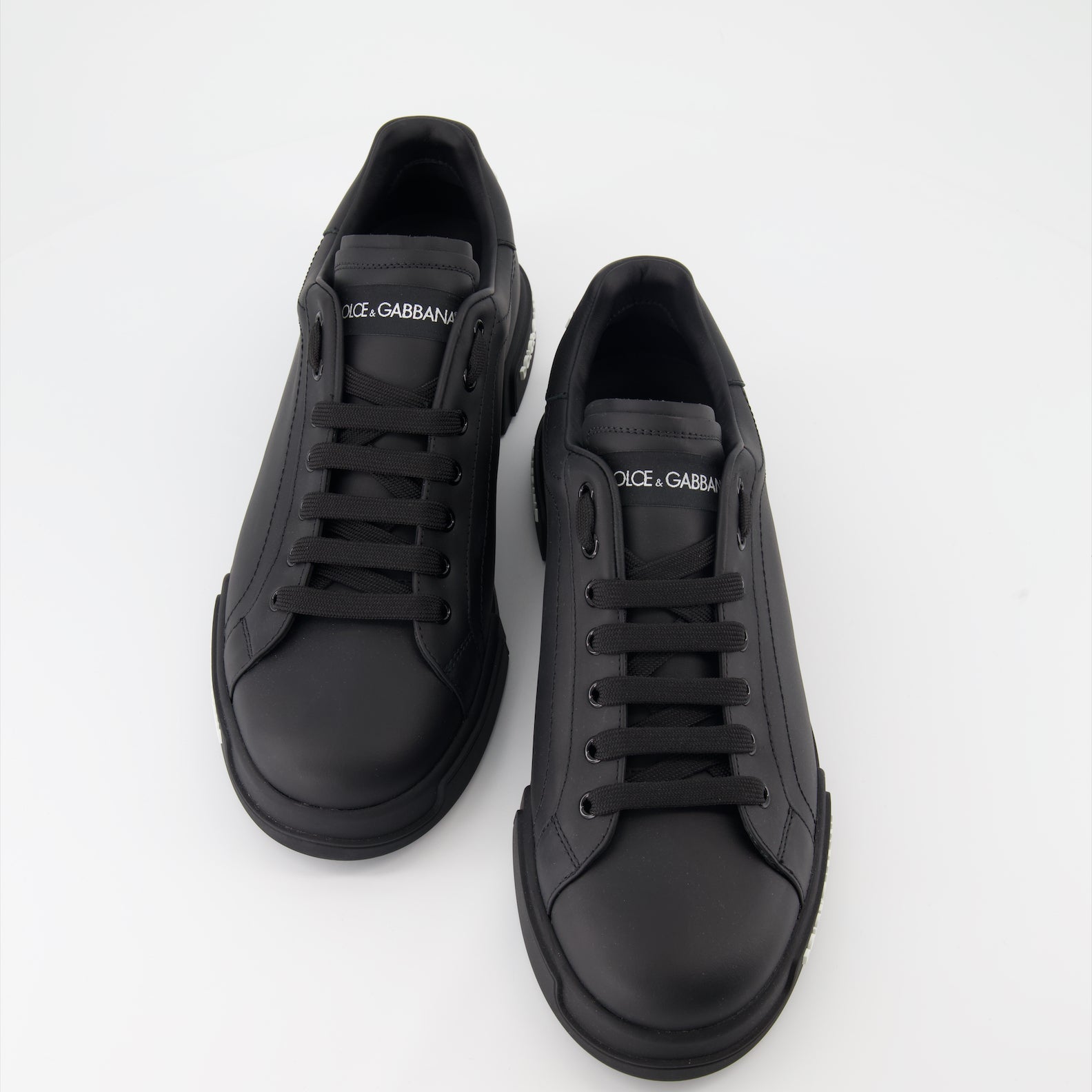 luxury sneakers, black leather sneakers, Dolce & Gabbana sneakers, designer footwear, Portofino sneakers
