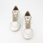 Dolce & Gabbana sneakers, luxury leather sneakers, white beige sneakers, high-end men's footwear, premium sneakers for men