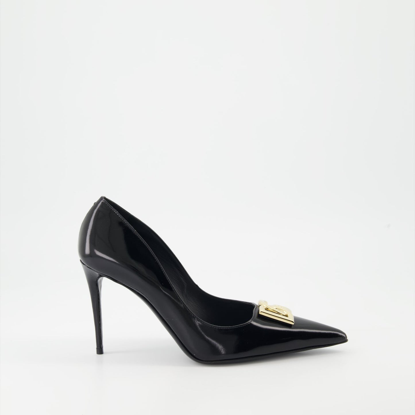 luxury pumps, black leather heels, elegant footwear, designer shoes, Dolce & Gabbana pumps