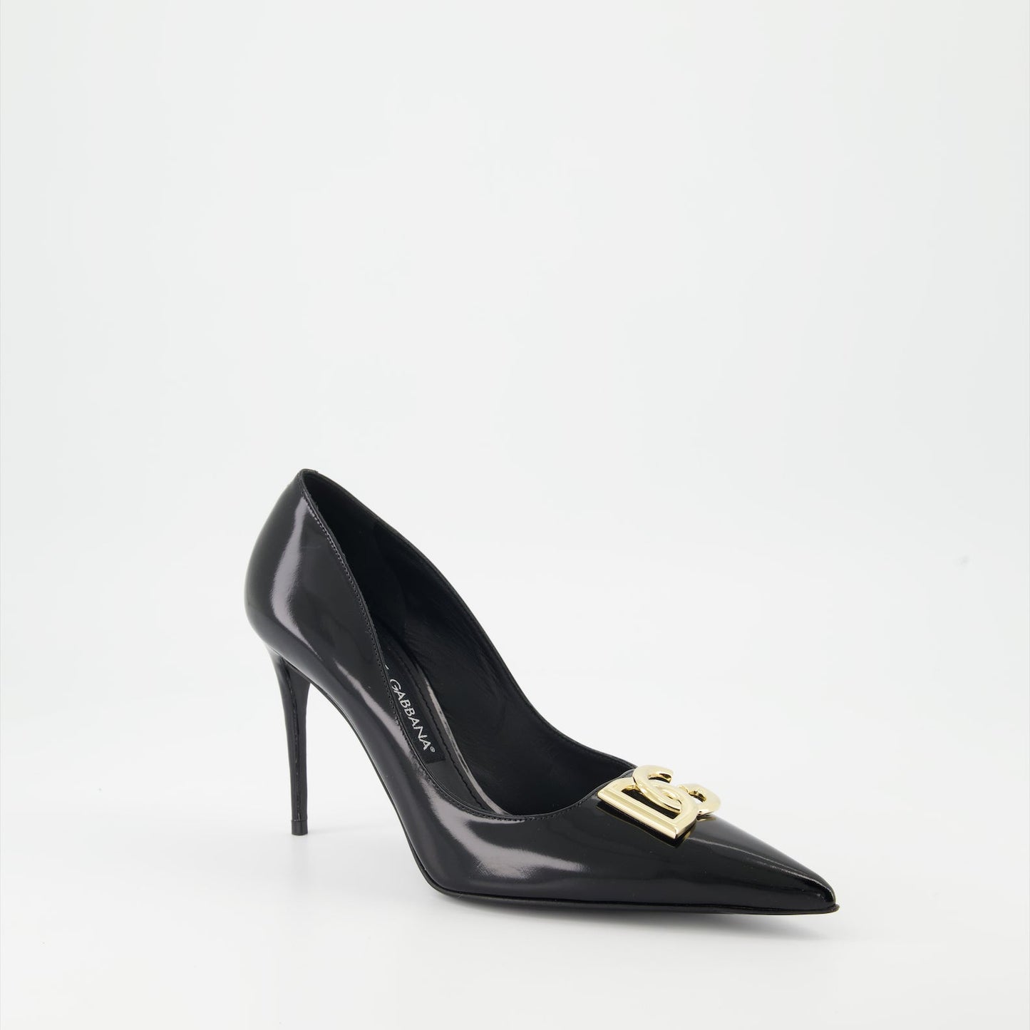 luxury pumps, black leather heels, elegant footwear, designer shoes, Dolce & Gabbana pumps