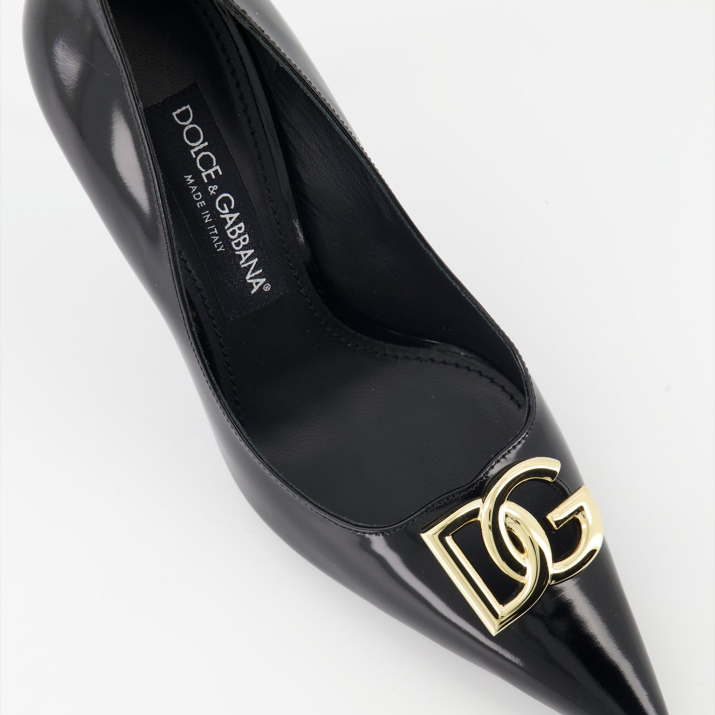 luxury pumps, black leather heels, elegant footwear, designer shoes, Dolce & Gabbana pumps