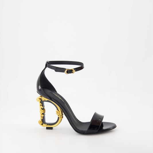 baroque sandals, shiny leather heels, luxury footwear, Dolce & Gabbana sandals, elegant high heels