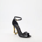 baroque sandals, shiny leather heels, luxury footwear, Dolce & Gabbana sandals, elegant high heels