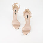luxury sandals, beige leather, baroque heel, Dolce & Gabbana shoes, Italian craftsmanship