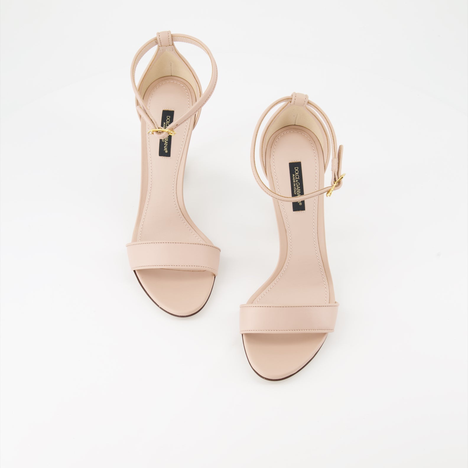 luxury sandals, beige leather, baroque heel, Dolce & Gabbana shoes, Italian craftsmanship