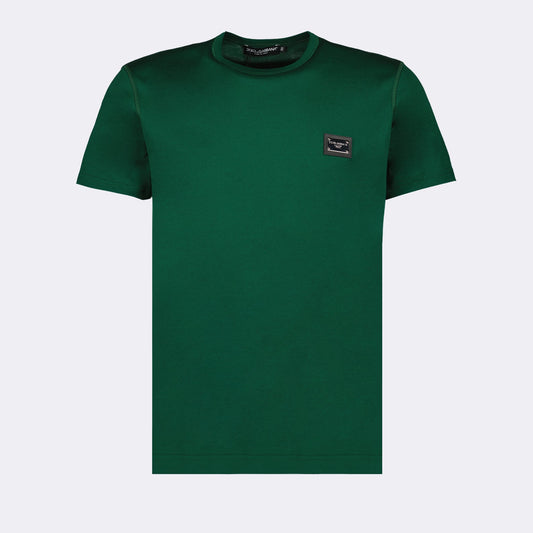 Dolce & Gabbana, logo T-shirt, green T-shirt, luxury casual wear, designer T-shirt