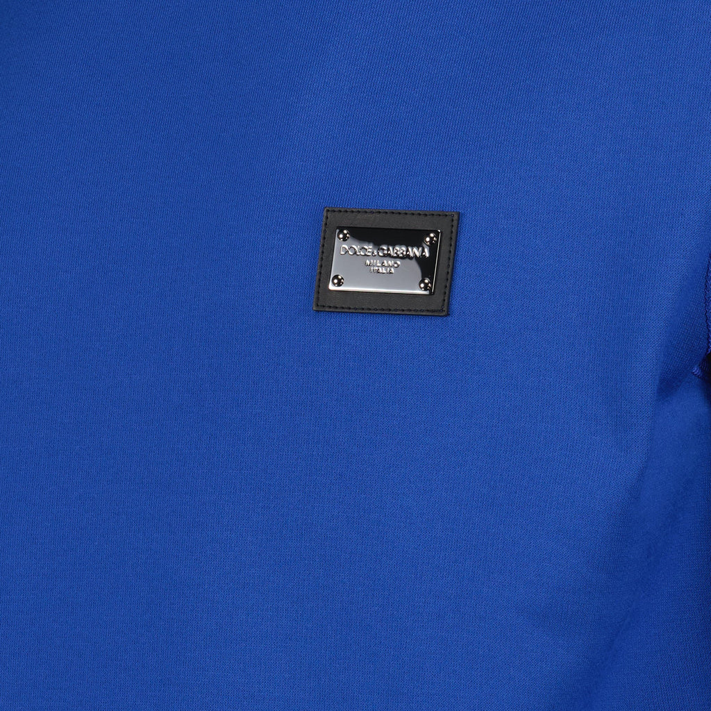 Dolce & Gabbana sweatshirt, blue logo sweatshirt, luxury men's wear, designer sweatshirt, refined casual wear