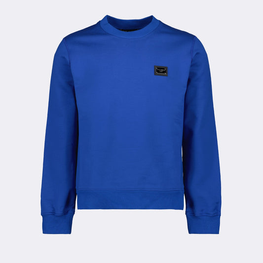 Dolce & Gabbana sweatshirt, blue logo sweatshirt, luxury men's wear, designer sweatshirt, refined casual wear