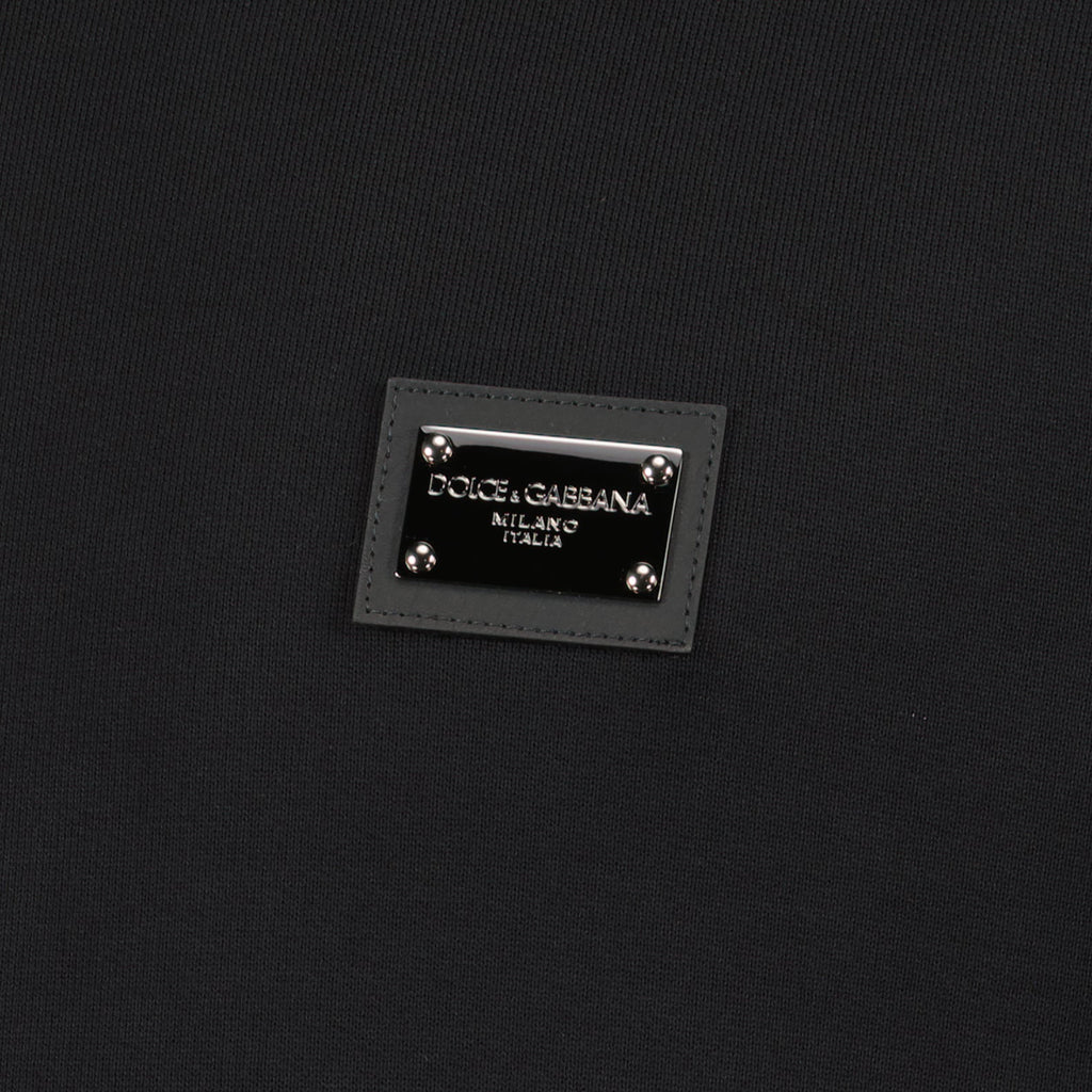 luxury sweatshirt, black sweatshirt, Dolce & Gabbana apparel, designer clothing, logo plaque sweatshirt