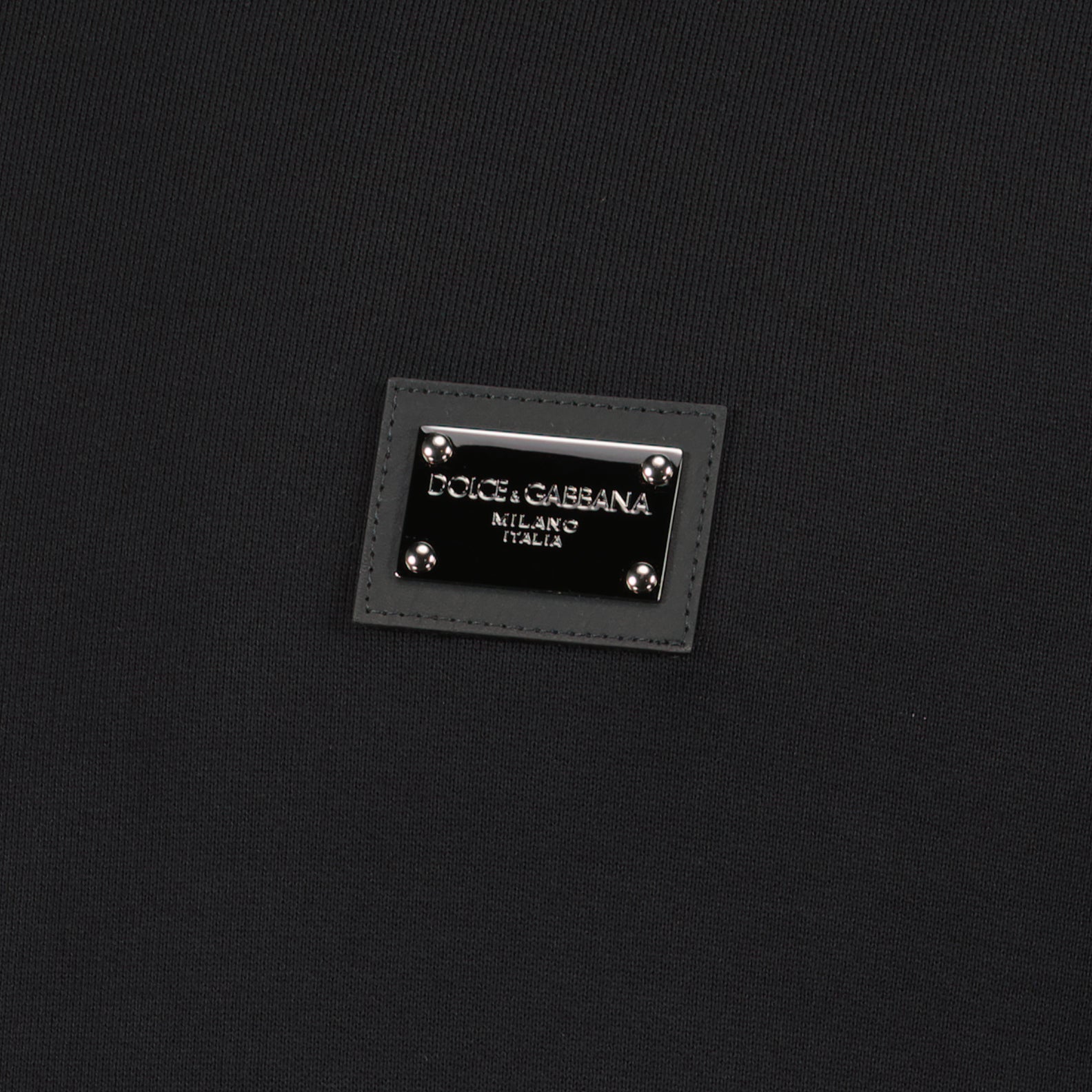 luxury sweatshirt, black sweatshirt, Dolce & Gabbana apparel, designer clothing, logo plaque sweatshirt