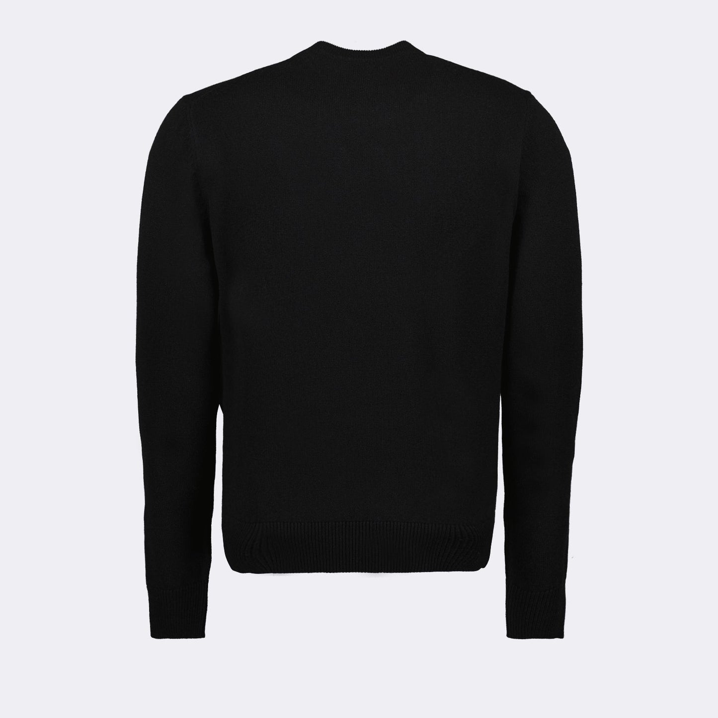 Dolce & Gabbana, black pullover, luxury fashion, logo plaque, elegant knitwear