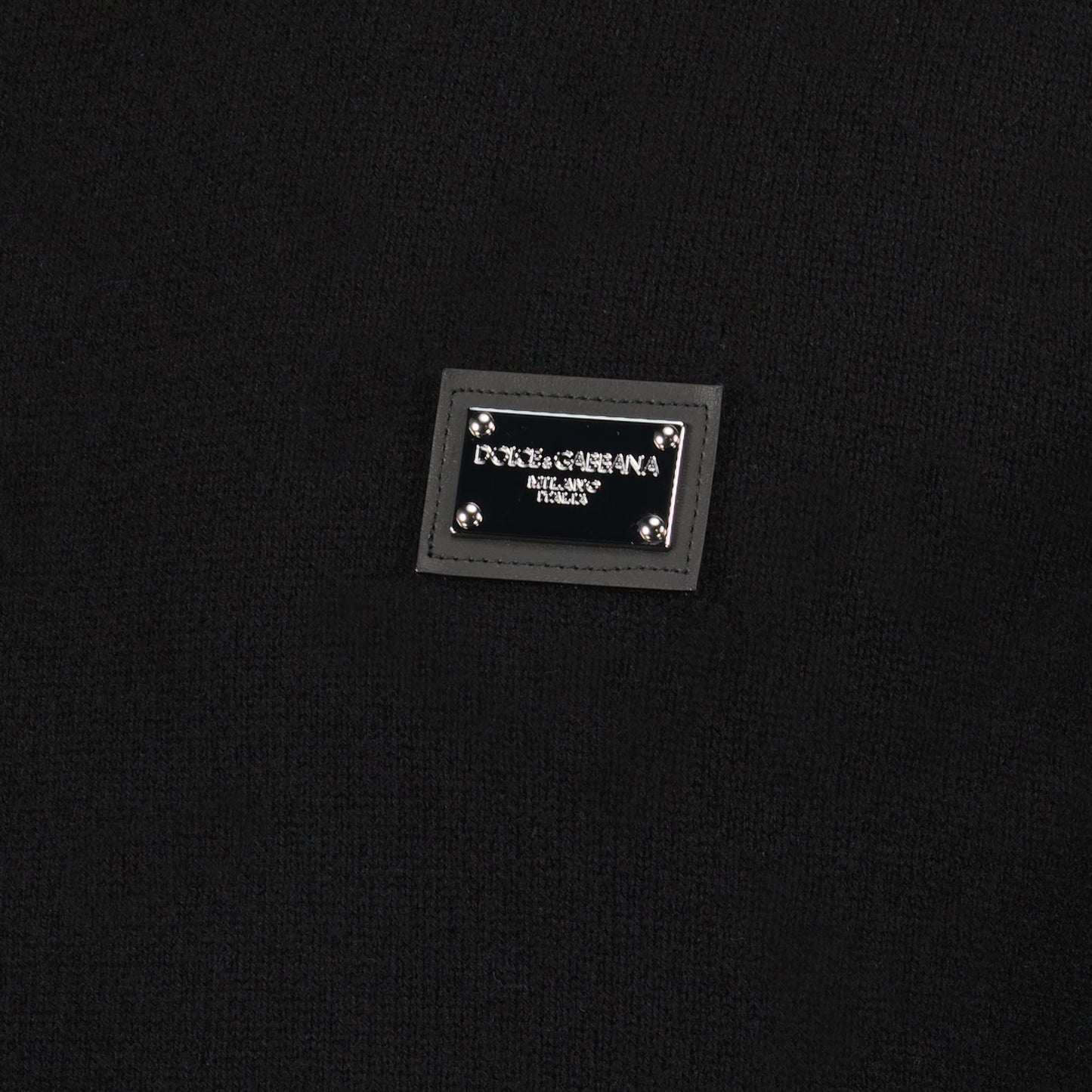 Dolce & Gabbana, black pullover, luxury fashion, logo plaque, elegant knitwear