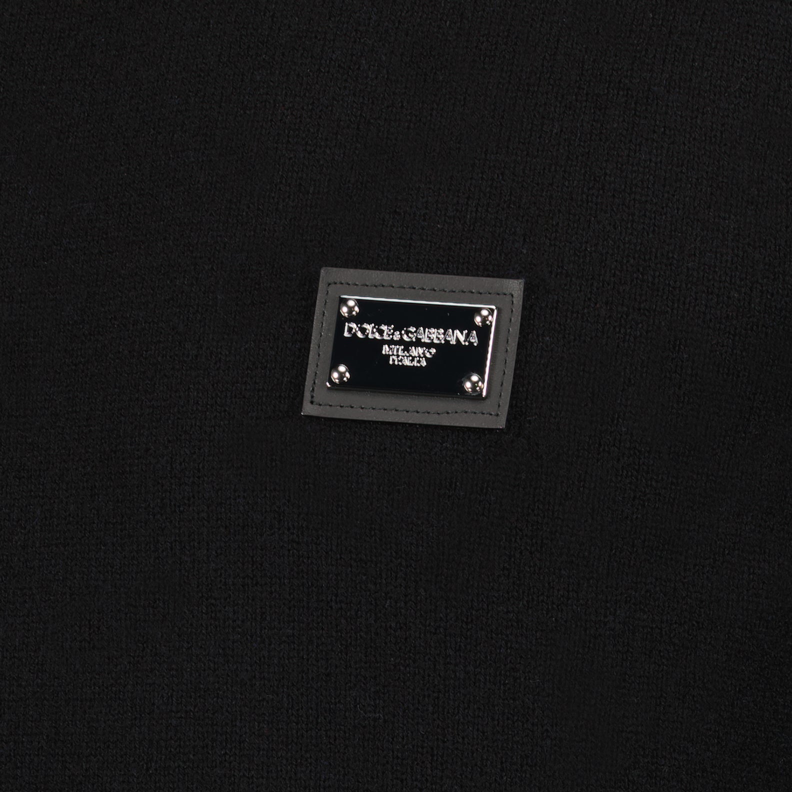 Dolce & Gabbana, black pullover, luxury fashion, logo plaque, elegant knitwear