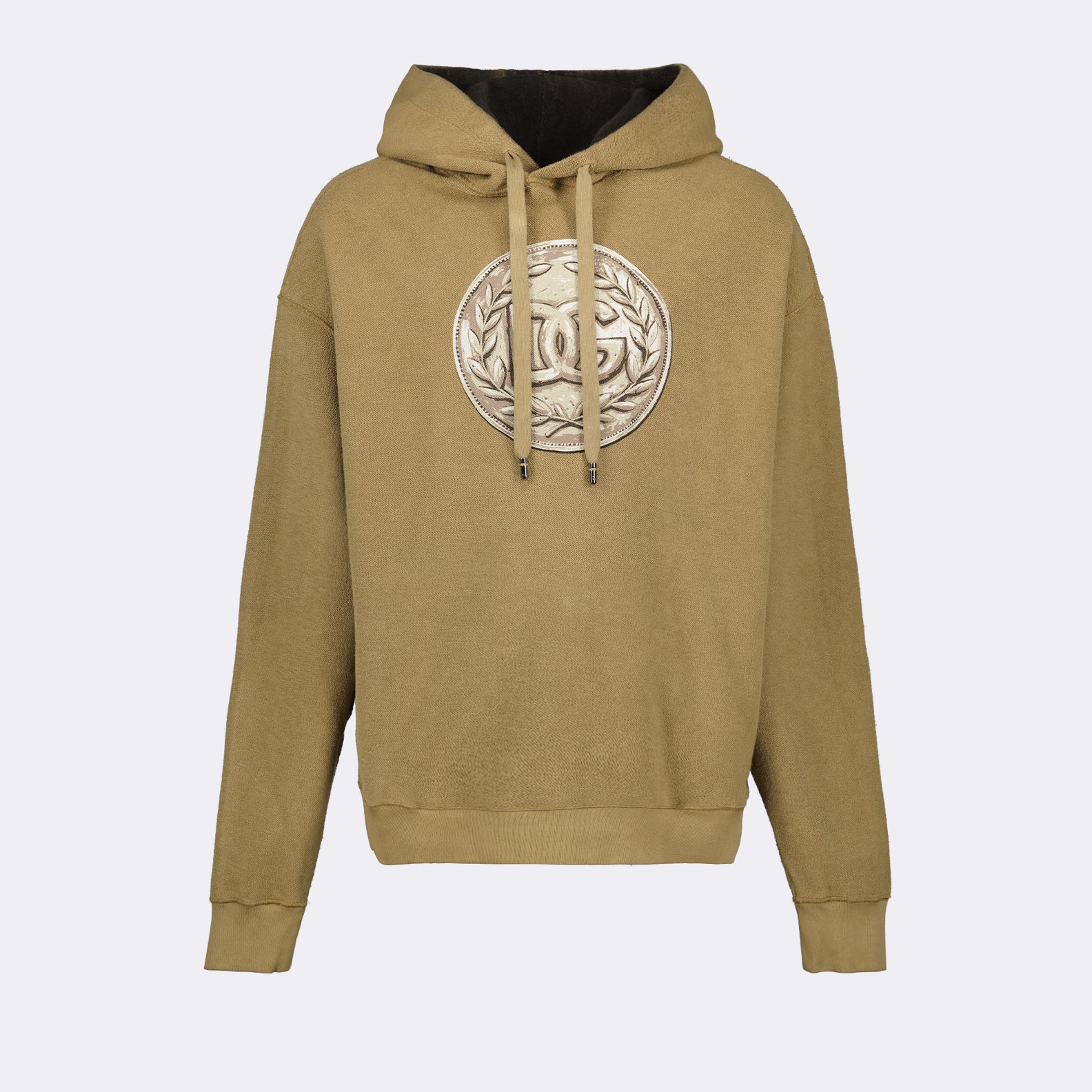 Beige hooded sweatshirt, Dolce & Gabbana hoodie, luxury casual wear, high-end sweatshirt, designer hoodie