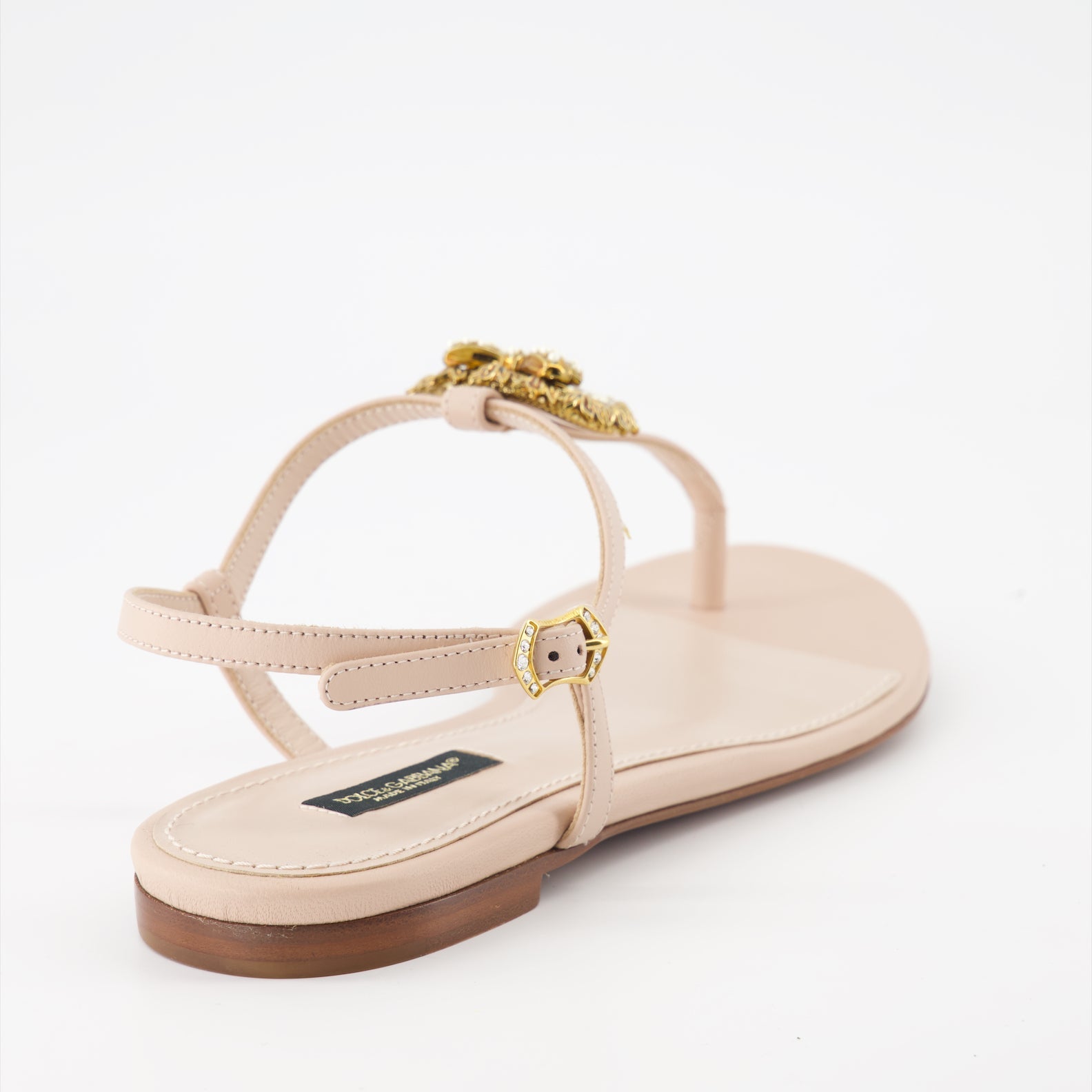 Dolce & Gabbana, Devotion sandals, nappa leather sandals, luxury sandals, beige rose sandals