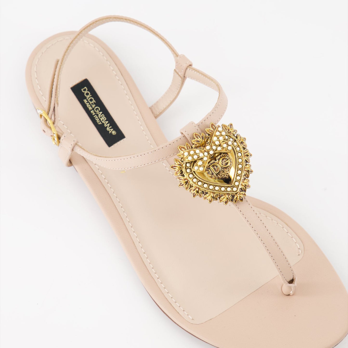 Dolce & Gabbana, Devotion sandals, nappa leather sandals, luxury sandals, beige rose sandals