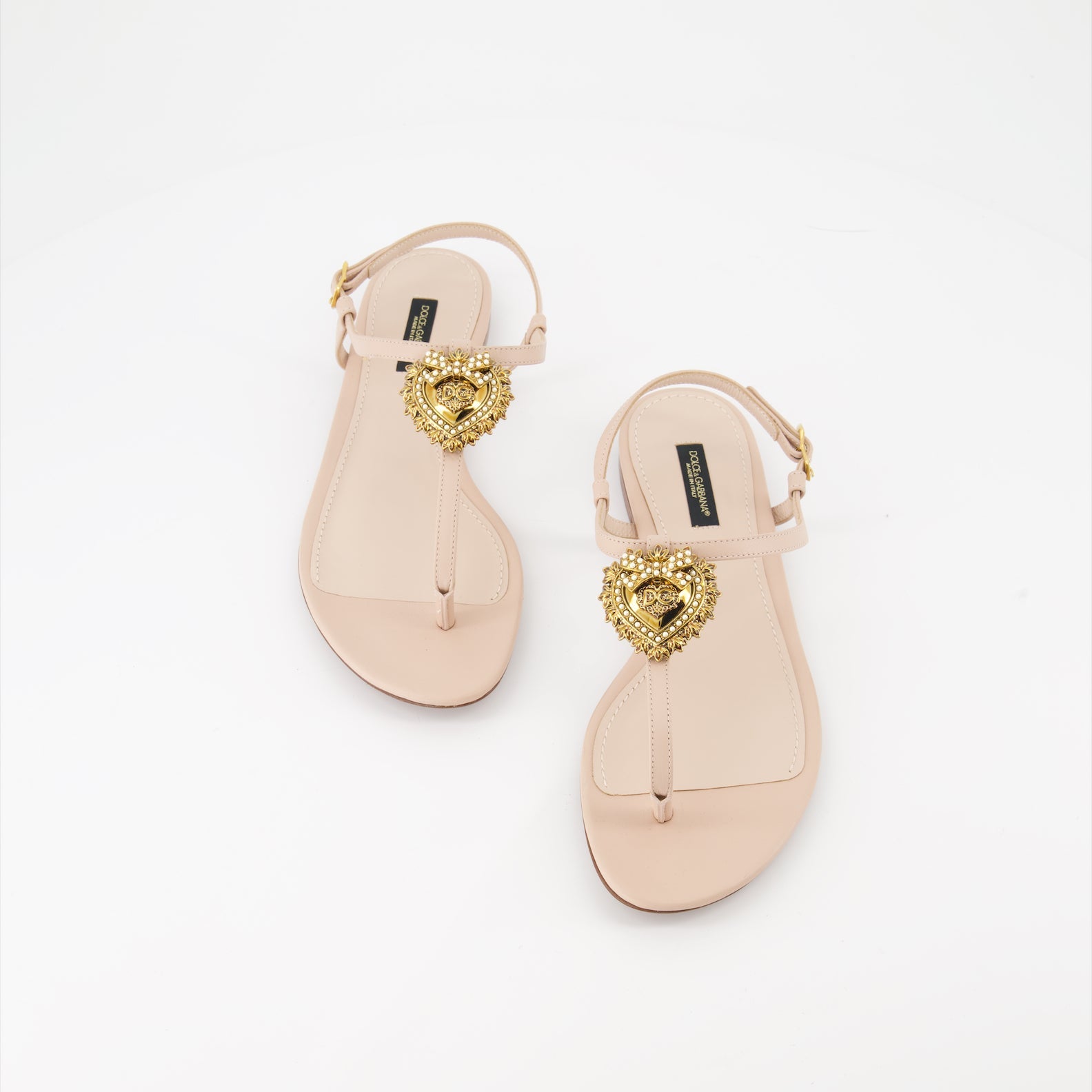 Dolce & Gabbana, Devotion sandals, nappa leather sandals, luxury sandals, beige rose sandals