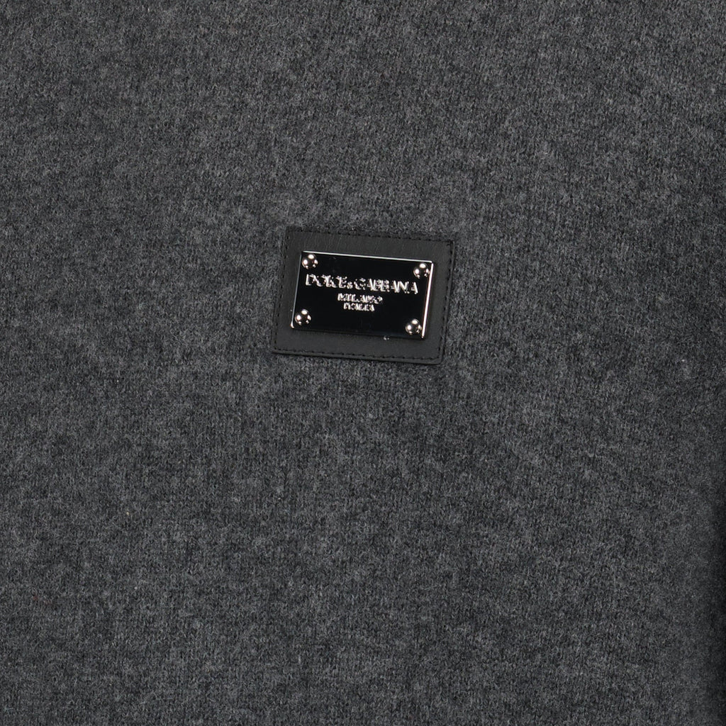 Dolce & Gabbana, Grey Sweater, Logo Plaque, Luxury Fashion, Designer Knitwear
