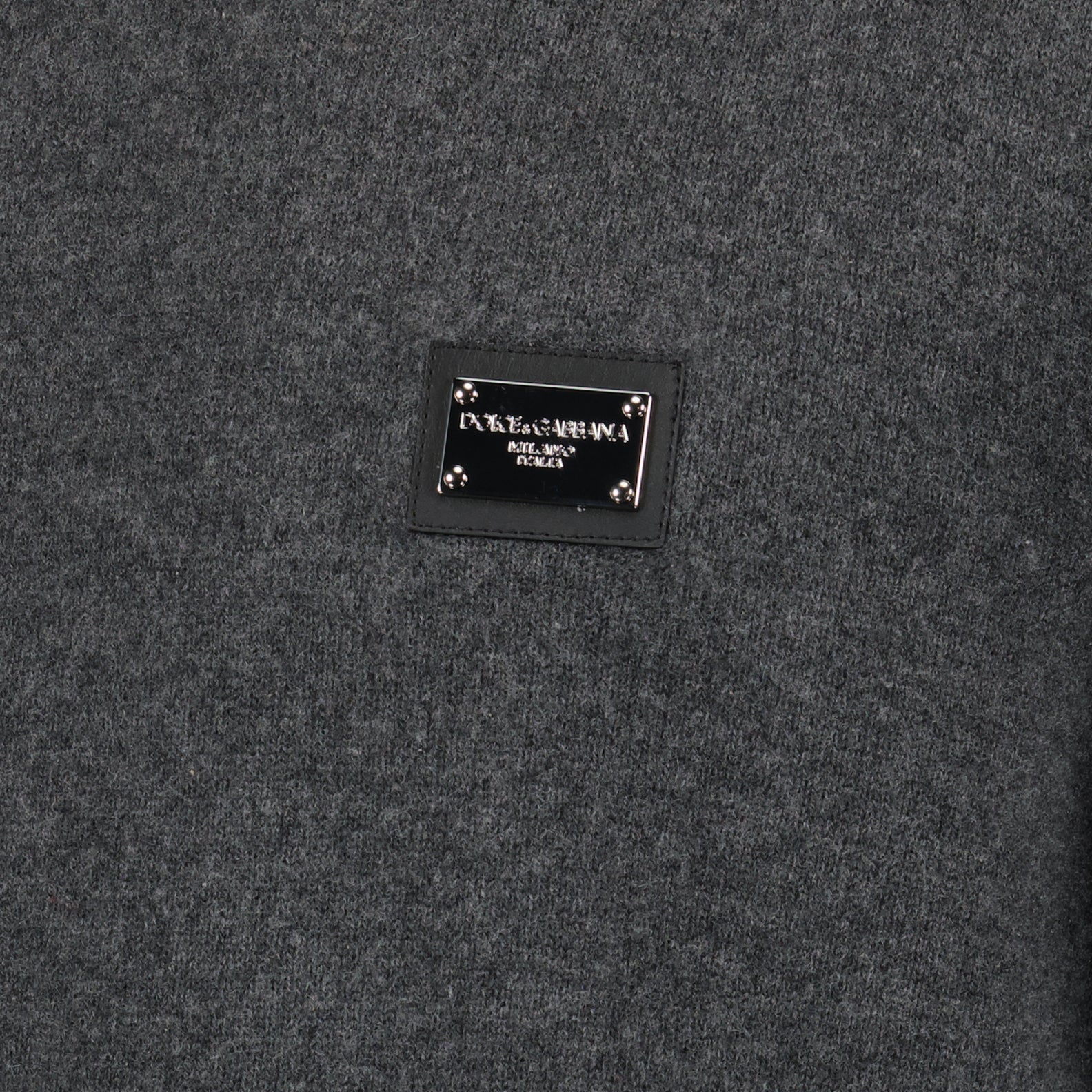 Dolce & Gabbana, Grey Sweater, Logo Plaque, Luxury Fashion, Designer Knitwear