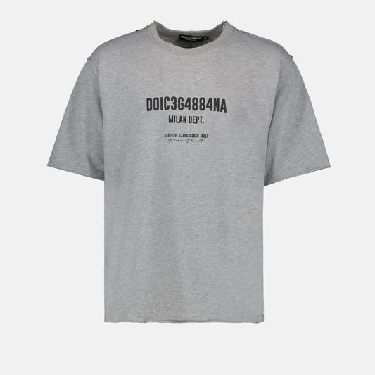 Dolce & Gabbana, grey T-shirt, logo T-shirt, luxury T-shirt, designer casual wear