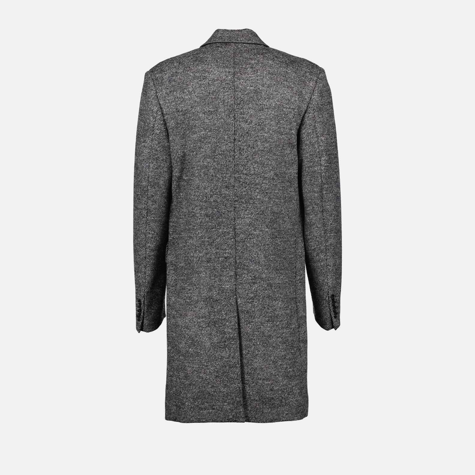 luxury wool coat, grey wool coat, tailored coat, designer outerwear, Dolce & Gabbana coat