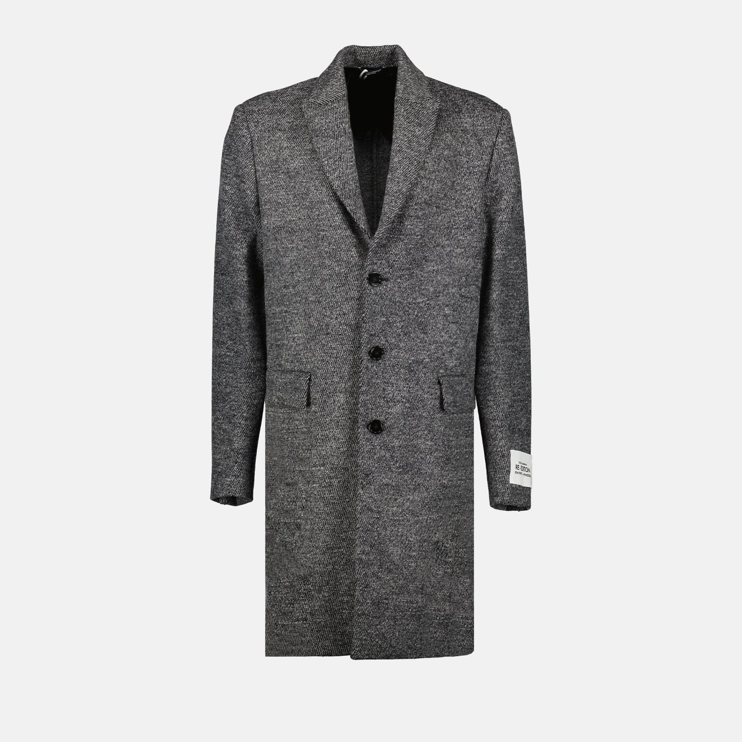 luxury wool coat, grey wool coat, tailored coat, designer outerwear, Dolce & Gabbana coat