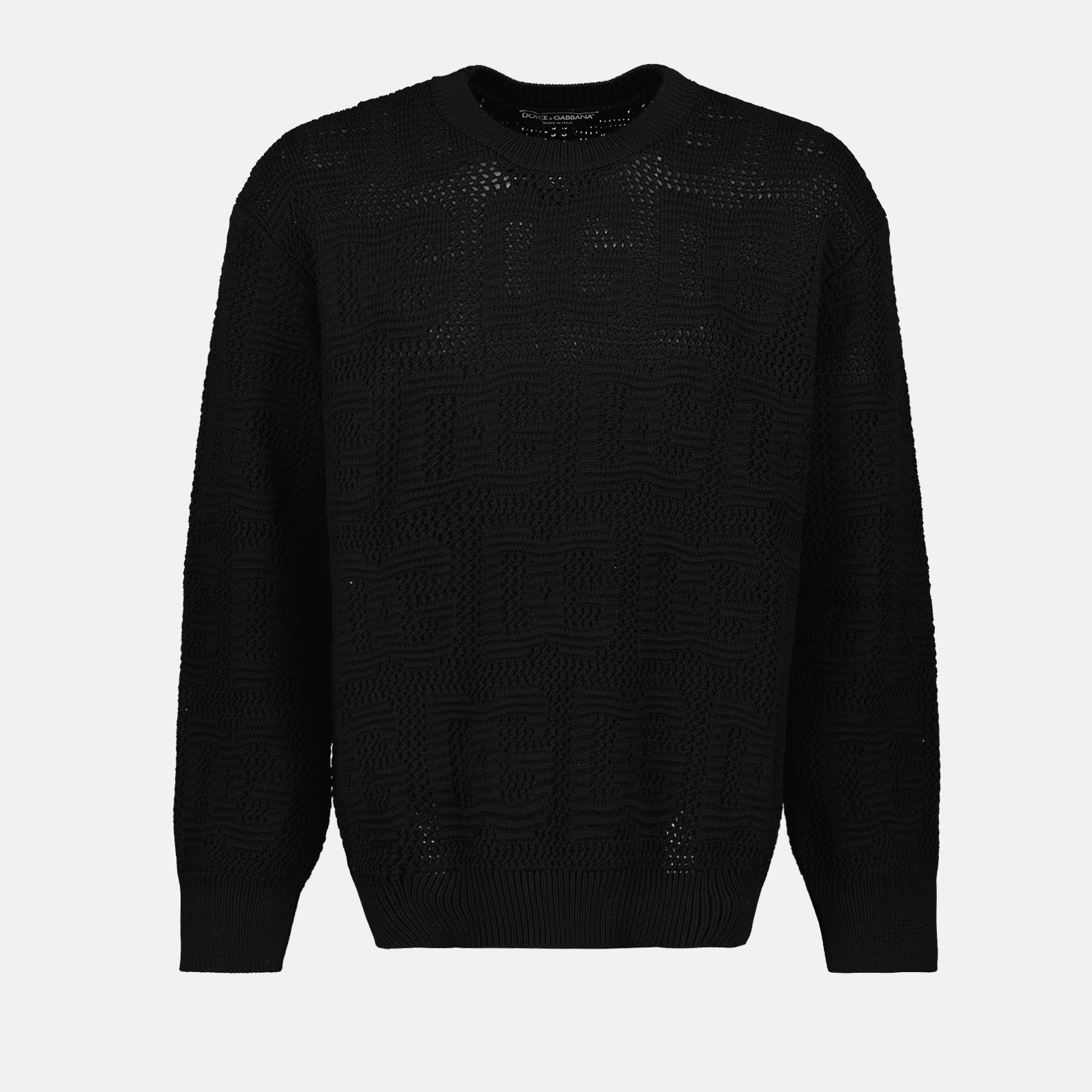 Dolce & Gabbana sweater, luxury knitwear, openwork sweater, premium wool sweater, designer clothing